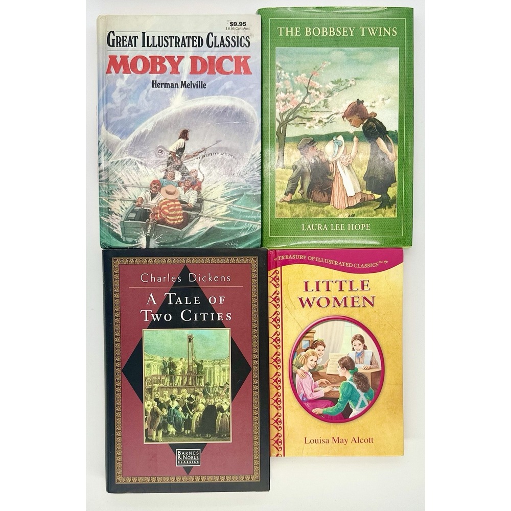 4 Classic Book Lot Moby Dick Little Women Bobbsey Twins A Tale of Two Cities